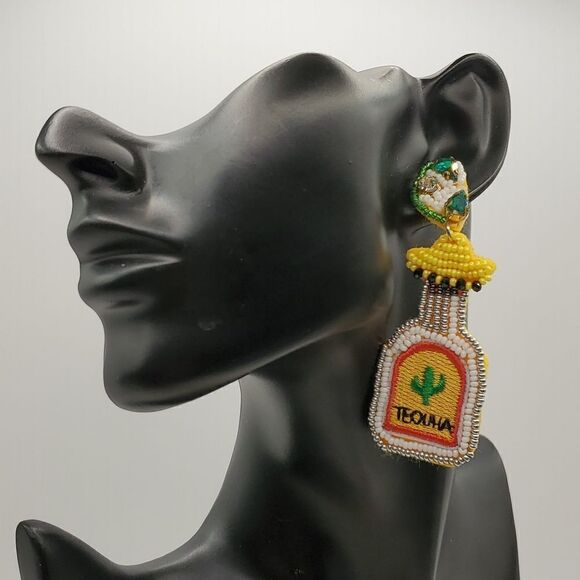 #ck2 TEQULIA SUNRISE RICEBEAD RHINESTONE CINCO DE MAYO EARRINGS - Picture 2 of 7